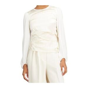 Dorothee Schumacher Powder White Playful Volume Long Sleeve Blouse Size 3/Medium